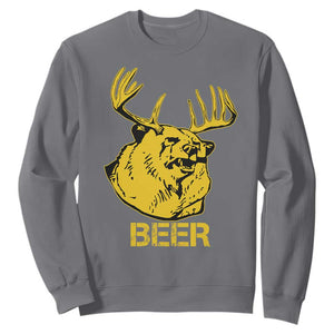 Funny Deer Hunting Sweatshirt Bear Plus Deer Equals Beer USA Hunter TS02 Charcoal Print Your Wear