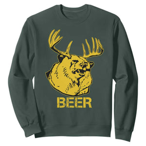 Funny Deer Hunting Sweatshirt Bear Plus Deer Equals Beer USA Hunter TS02 Dark Forest Green Print Your Wear