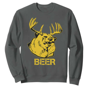 Funny Deer Hunting Sweatshirt Bear Plus Deer Equals Beer USA Hunter TS02 Dark Heather Print Your Wear