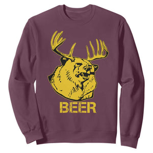 Funny Deer Hunting Sweatshirt Bear Plus Deer Equals Beer USA Hunter TS02 Maroon Print Your Wear