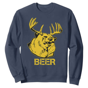 Funny Deer Hunting Sweatshirt Bear Plus Deer Equals Beer USA Hunter TS02 Navy Print Your Wear