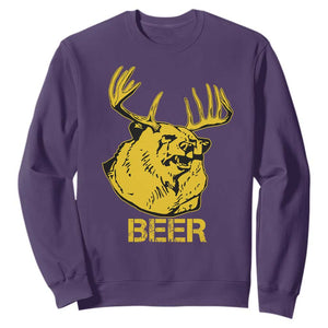 Funny Deer Hunting Sweatshirt Bear Plus Deer Equals Beer USA Hunter TS02 Purple Print Your Wear