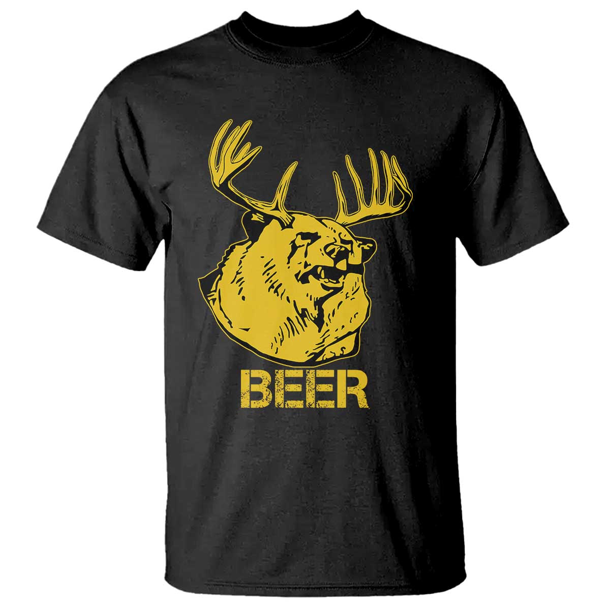 Funny Deer Hunting T Shirt Bear Plus Deer Equals Beer USA Hunter TS02 Black Print Your Wear