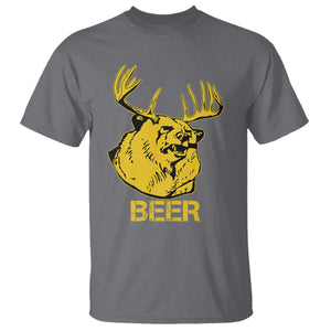 Funny Deer Hunting T Shirt Bear Plus Deer Equals Beer USA Hunter TS02 Charcoal Print Your Wear