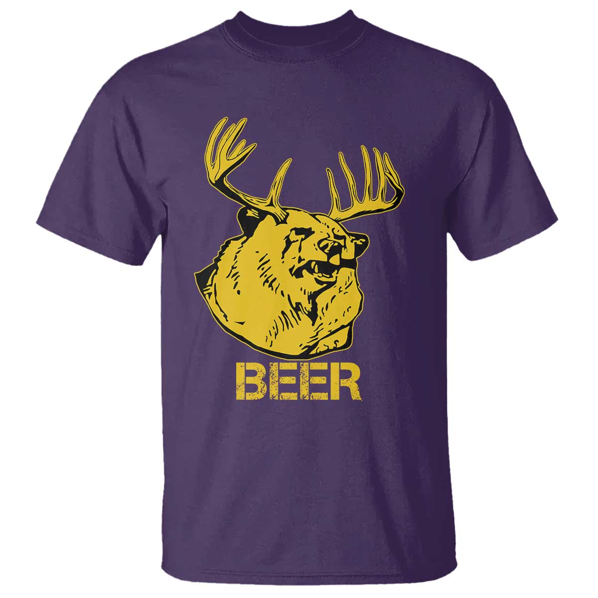 Funny Deer Hunting T Shirt Bear Plus Deer Equals Beer USA Hunter TS02 Purple Print Your Wear