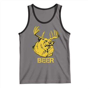 Funny Deer Hunting Tank Top Bear Plus Deer Equals Beer USA Hunter TS02 Deep Heather Black Print Your Wear
