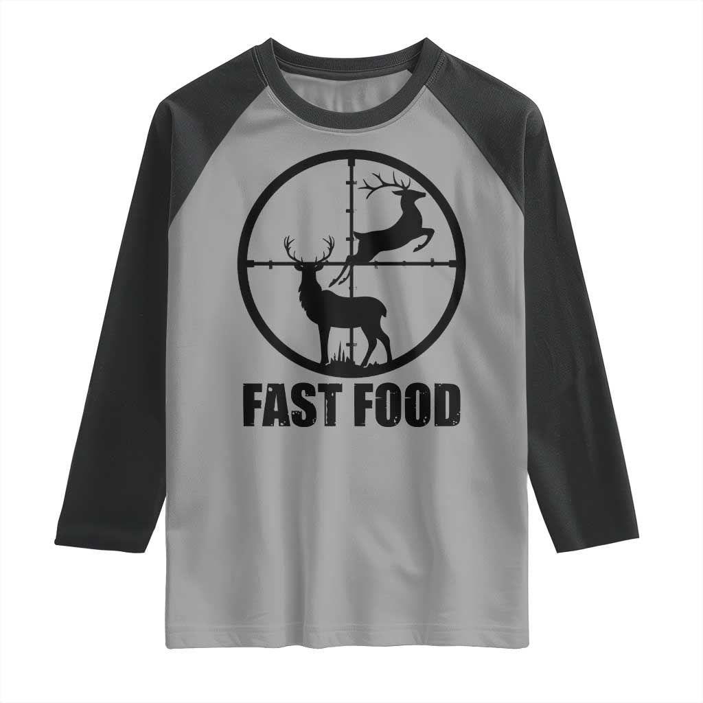 Deer Hunting Raglan Shirt Deer Hunting Funny Hunter Fast Food Gift TS02 Sport Gray Black Print Your Wear
