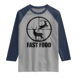 Deer Hunting Raglan Shirt Deer Hunting Funny Hunter Fast Food Gift TS02 Sport Gray Navy Print Your Wear