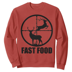Deer Hunting Sweatshirt Deer Hunting Funny Hunter Fast Food Gift TS02 Red Print Your Wear
