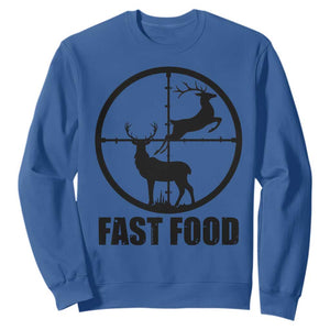 Deer Hunting Sweatshirt Deer Hunting Funny Hunter Fast Food Gift TS02 Royal Blue Print Your Wear