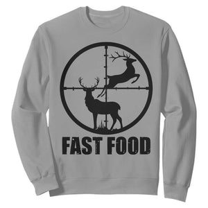 Deer Hunting Sweatshirt Deer Hunting Funny Hunter Fast Food Gift TS02 Sport Gray Print Your Wear