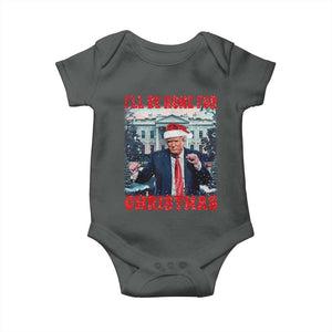 Christmas Dancing Trump Baby Onesie I'll Be Home For Xmas Viral Dances White House Retro Vintage TS02 Dark Heather Print Your Wear