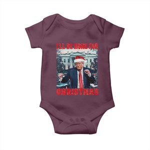 Christmas Dancing Trump Baby Onesie I'll Be Home For Xmas Viral Dances White House Retro Vintage TS02 Maroon Print Your Wear