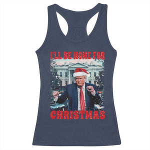 Christmas Dancing Trump Racerback Tank Top I'll Be Home For Xmas Viral Dances White House Retro Vintage TS02 Navy Print Your Wear