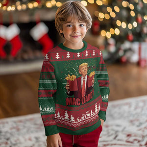 Funny Trump French Fries 2024 Knit Sweatshirt Mac Daddy 47th President McDon Fast Food TS02 Christmas Print Your Wear