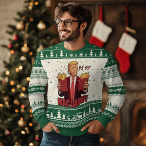 Funny Trump French Fries 2024 Knit Sweatshirt Mac Daddy 47th President McDon Fast Food TS02 Green Print Your Wear
