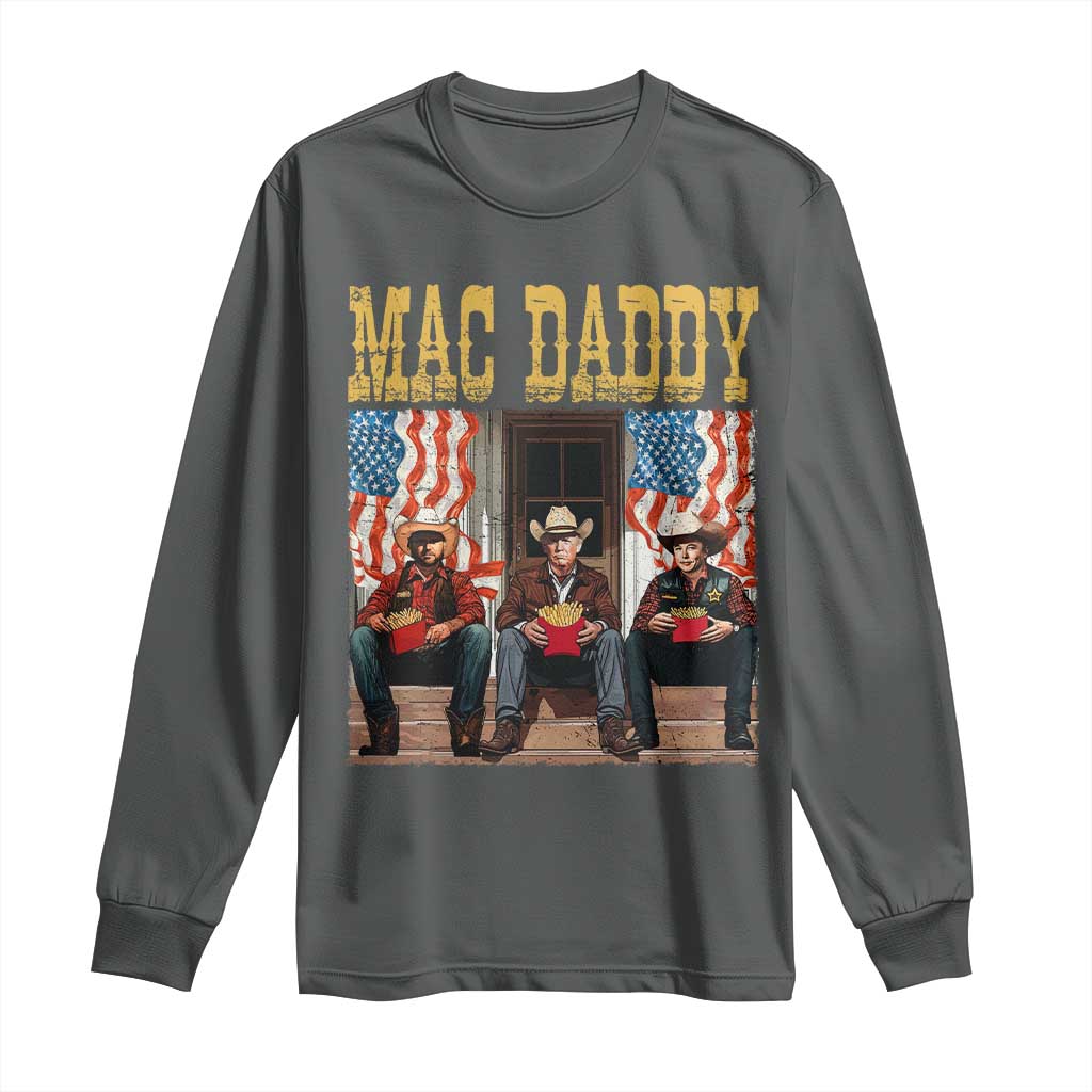 Mac Daddy Long Sleeve Shirt Trump Vance Elon 2025 American Flag TS02 Dark Heather Print Your Wear