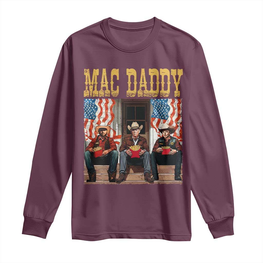 Mac Daddy Long Sleeve Shirt Trump Vance Elon 2025 American Flag TS02 Maroon Print Your Wear