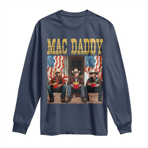 Mac Daddy Long Sleeve Shirt Trump Vance Elon 2025 American Flag TS02 Navy Print Your Wear