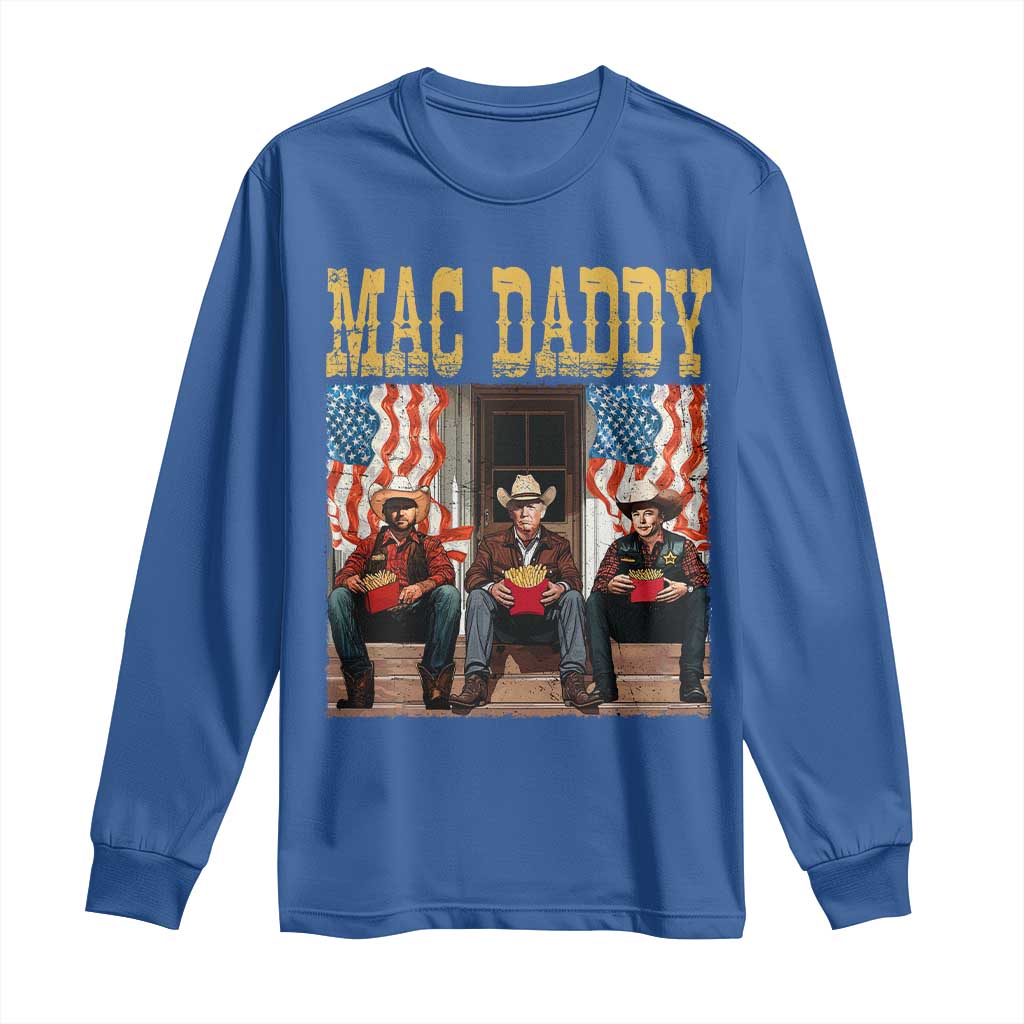 Mac Daddy Long Sleeve Shirt Trump Vance Elon 2025 American Flag TS02 Royal Blue Print Your Wear
