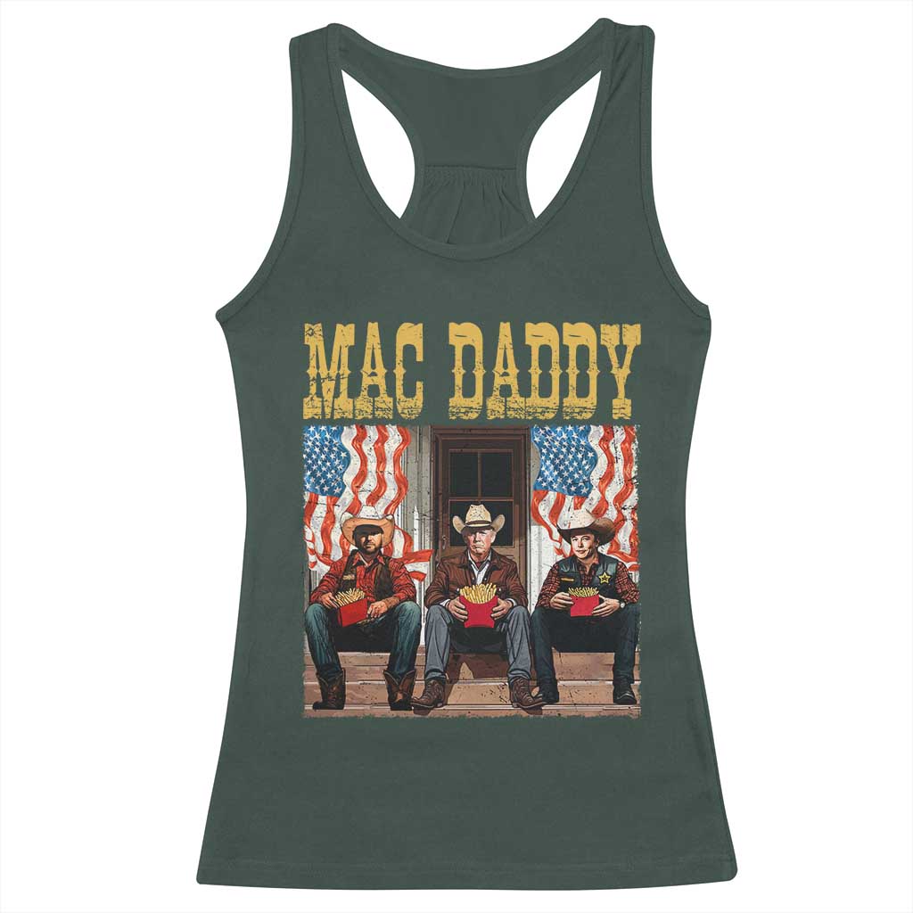 Mac Daddy Racerback Tank Top Trump Vance Elon 2025 American Flag TS02 Dark Forest Green Print Your Wear