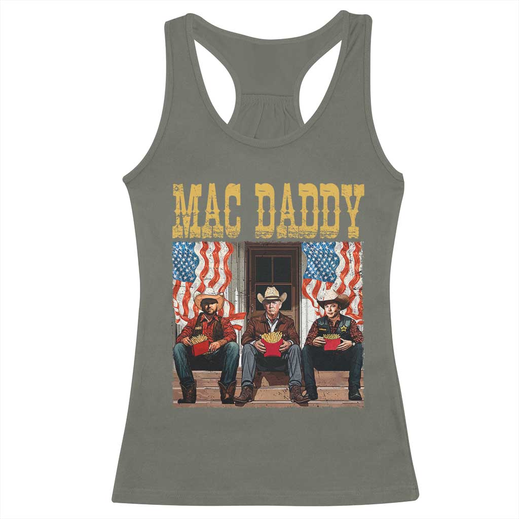Mac Daddy Racerback Tank Top Trump Vance Elon 2025 American Flag TS02 Military Green Print Your Wear