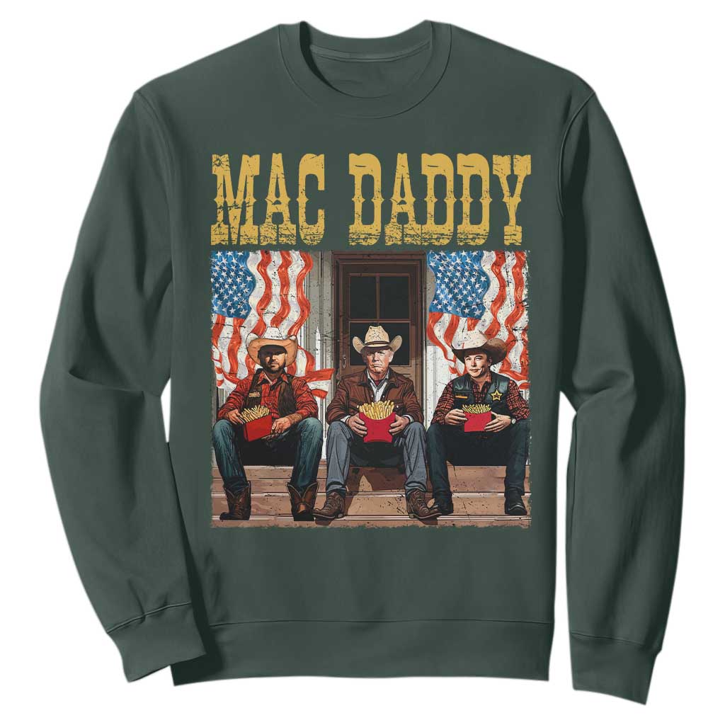 Mac Daddy Sweatshirt Trump Vance Elon 2025 American Flag TS02 Dark Forest Green Print Your Wear
