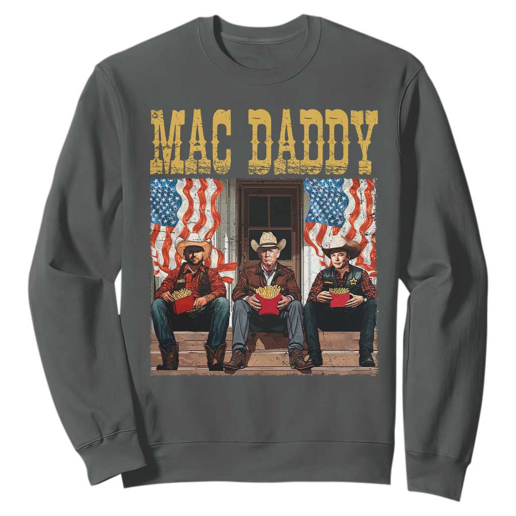 Mac Daddy Sweatshirt Trump Vance Elon 2025 American Flag TS02 Dark Heather Print Your Wear
