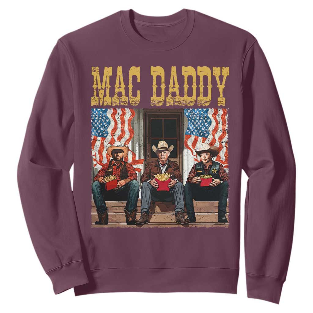 Mac Daddy Sweatshirt Trump Vance Elon 2025 American Flag TS02 Maroon Print Your Wear