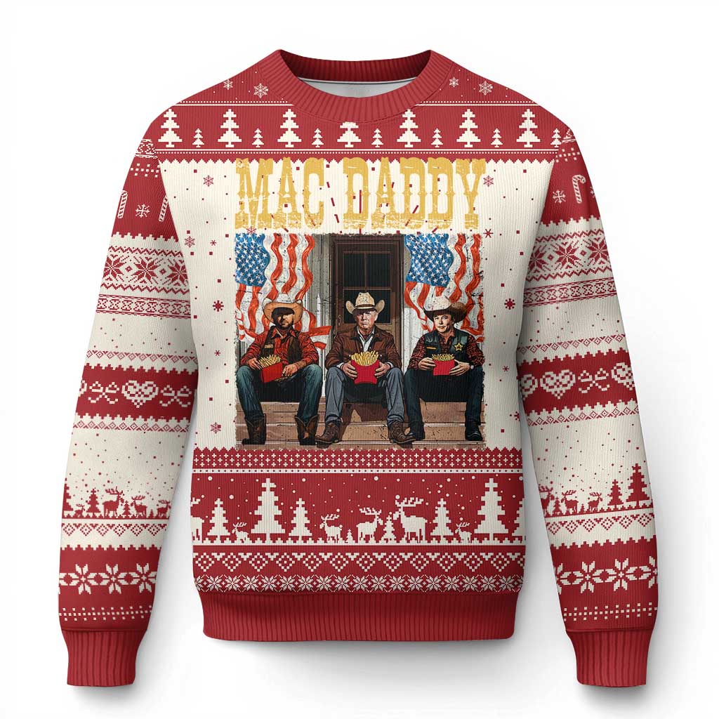 Mac Daddy Knit Sweatshirt Trump Vance Elon 2025 American Flag TS02 Red Print Your Wear