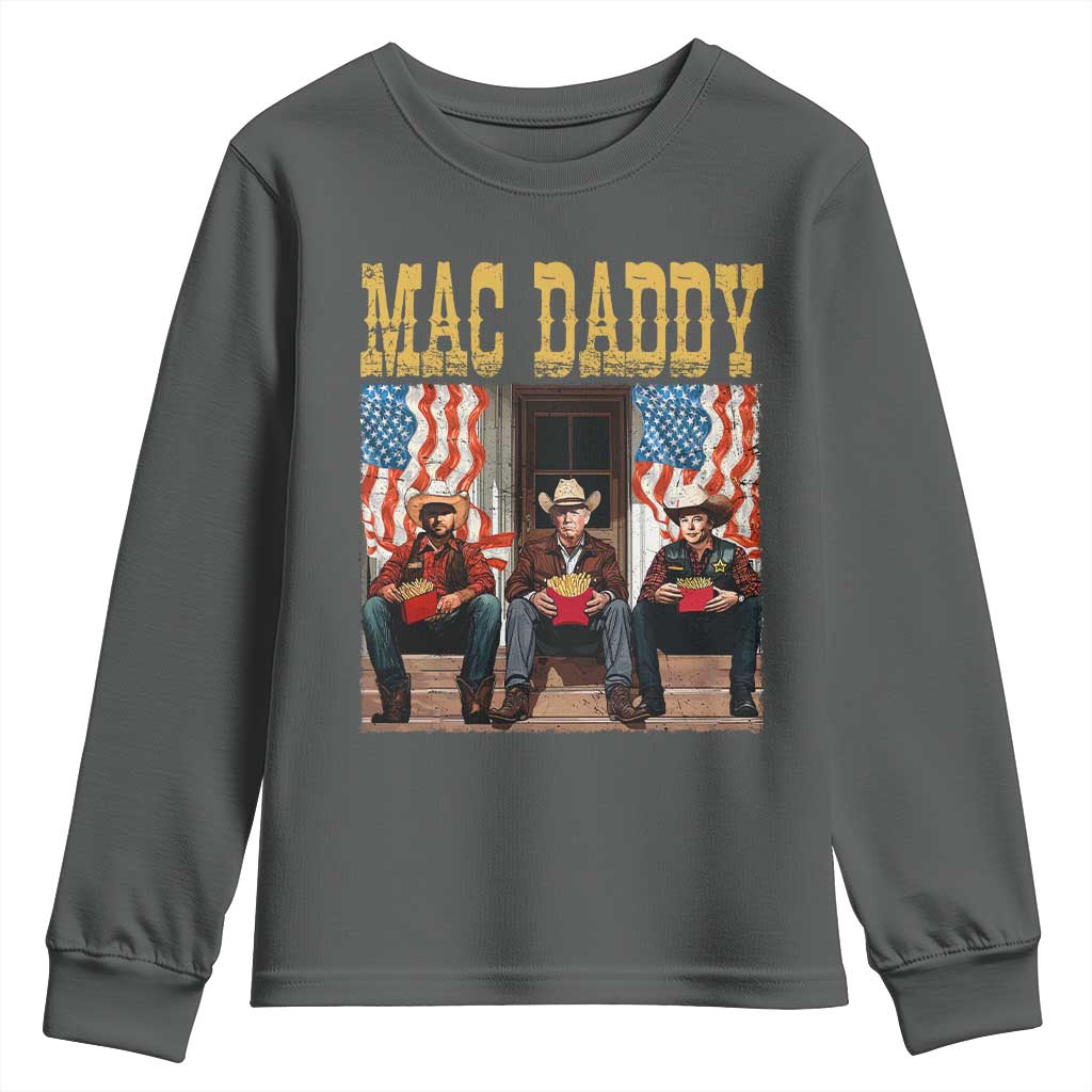 Mac Daddy Youth Sweatshirt Trump Vance Elon 2025 American Flag TS02 Dark Heather Print Your Wear