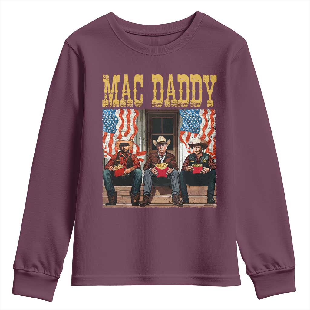 Mac Daddy Youth Sweatshirt Trump Vance Elon 2025 American Flag TS02 Maroon Print Your Wear