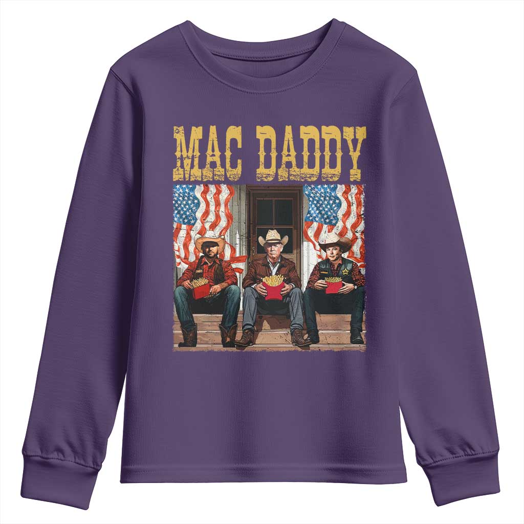 Mac Daddy Youth Sweatshirt Trump Vance Elon 2025 American Flag TS02 Purple Print Your Wear