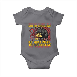 Funny Japanese Rat Lover Baby Onesie I Remain Faithful To The Cheese Retro Vintage Japan TS02 Charcoal Print Your Wear