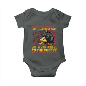 Funny Japanese Rat Lover Baby Onesie I Remain Faithful To The Cheese Retro Vintage Japan TS02 Dark Heather Print Your Wear