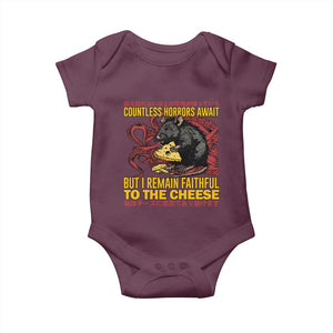 Funny Japanese Rat Lover Baby Onesie I Remain Faithful To The Cheese Retro Vintage Japan TS02 Maroon Print Your Wear