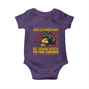 Funny Japanese Rat Lover Baby Onesie I Remain Faithful To The Cheese Retro Vintage Japan TS02 Purple Print Your Wear