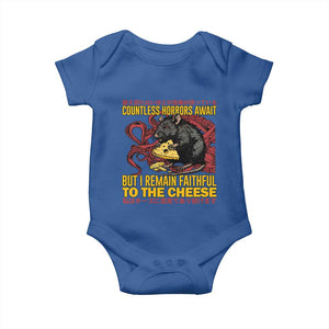 Funny Japanese Rat Lover Baby Onesie I Remain Faithful To The Cheese Retro Vintage Japan TS02 Royal Blue Print Your Wear
