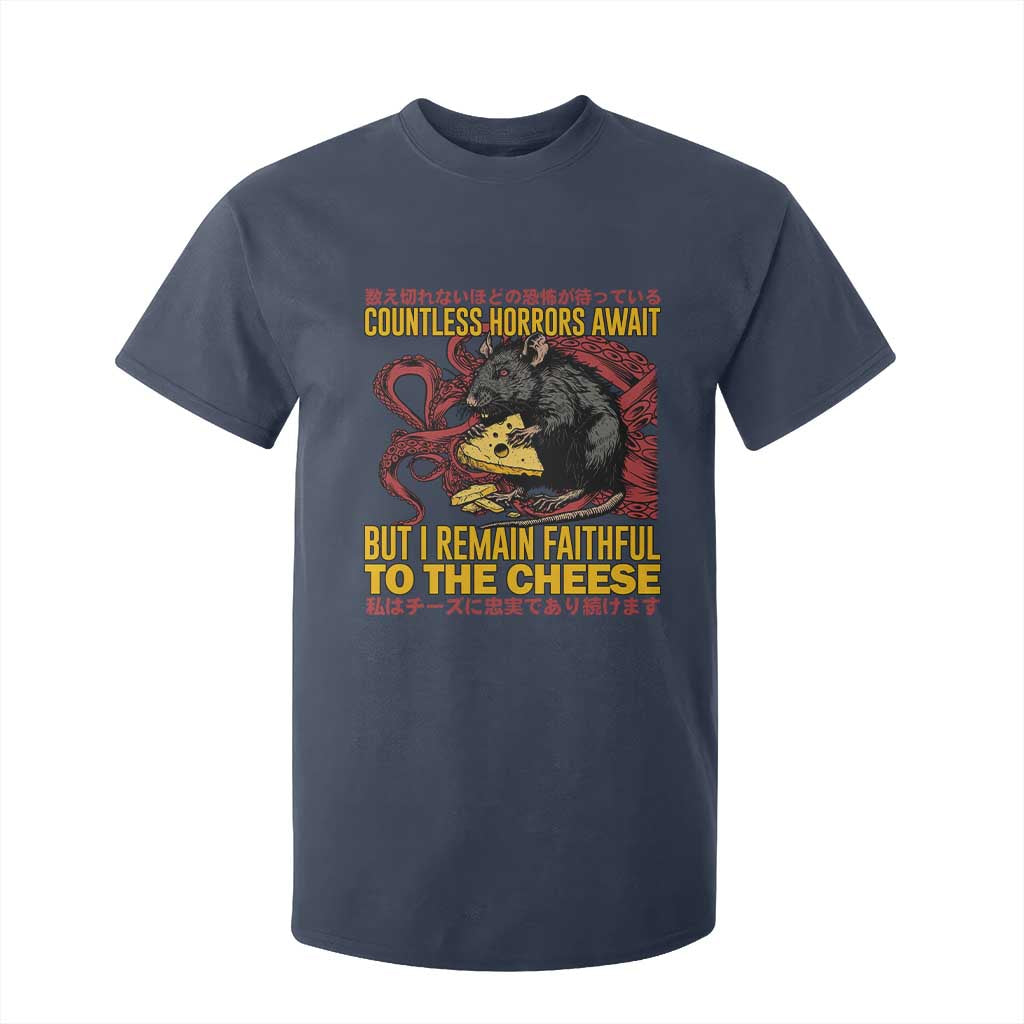 Funny Japanese Rat Lover T Shirt For Kid I Remain Faithful To The Cheese Retro Vintage Japan TS02 Navy Print Your Wear