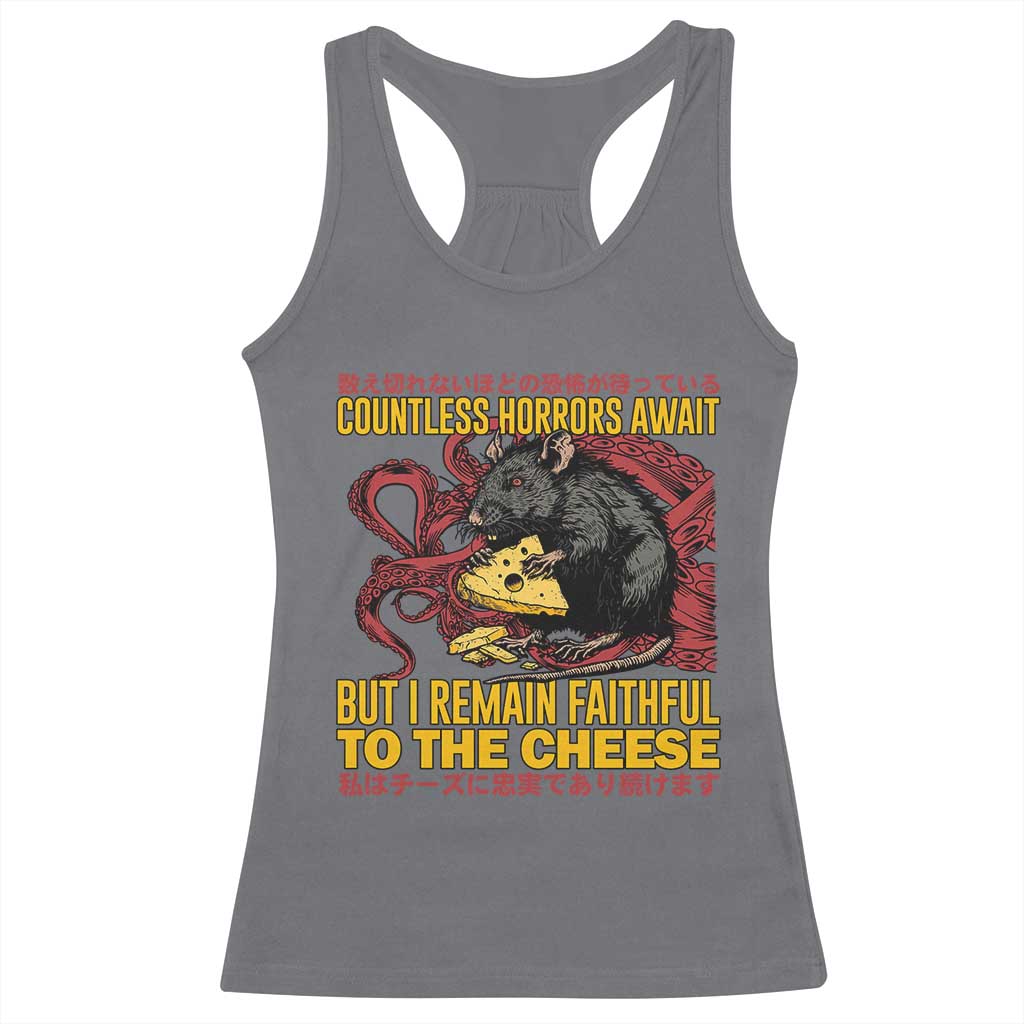 Funny Japanese Rat Lover Racerback Tank Top I Remain Faithful To The Cheese Retro Vintage Japan TS02 Charcoal Print Your Wear