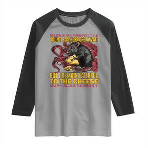 Funny Japanese Rat Lover Raglan Shirt I Remain Faithful To The Cheese Retro Vintage Japan TS02 Sport Gray Black Print Your Wear