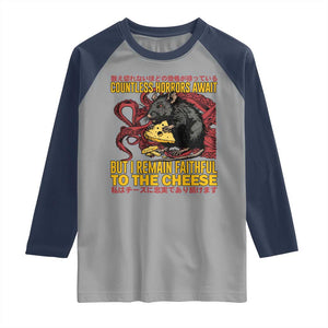 Funny Japanese Rat Lover Raglan Shirt I Remain Faithful To The Cheese Retro Vintage Japan TS02 Sport Gray Navy Print Your Wear