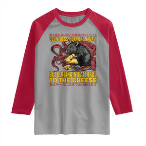 Funny Japanese Rat Lover Raglan Shirt I Remain Faithful To The Cheese Retro Vintage Japan TS02 Sport Gray Red Print Your Wear