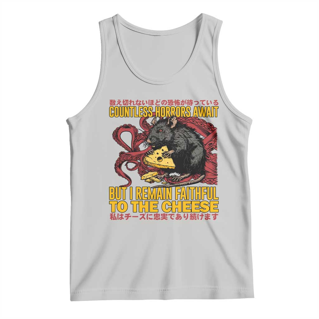 Funny Japanese Rat Lover Tank Top I Remain Faithful To The Cheese Retro Vintage Japan TS02 Ash Print Your Wear