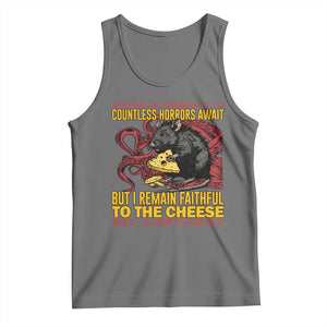 Funny Japanese Rat Lover Tank Top I Remain Faithful To The Cheese Retro Vintage Japan TS02 Black Heather Print Your Wear