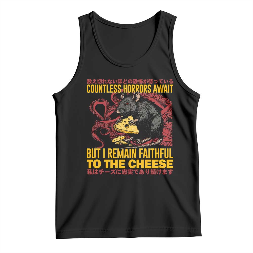 Funny Japanese Rat Lover Tank Top I Remain Faithful To The Cheese Retro Vintage Japan TS02 Black Print Your Wear