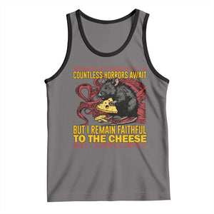 Funny Japanese Rat Lover Tank Top I Remain Faithful To The Cheese Retro Vintage Japan TS02 Deep Heather Black Print Your Wear