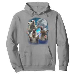 Funny Opossum Meme Hoodie Three Possum Screaming Under The Moon Weird Cursed Meme TS02 Sport Gray Print Your Wear