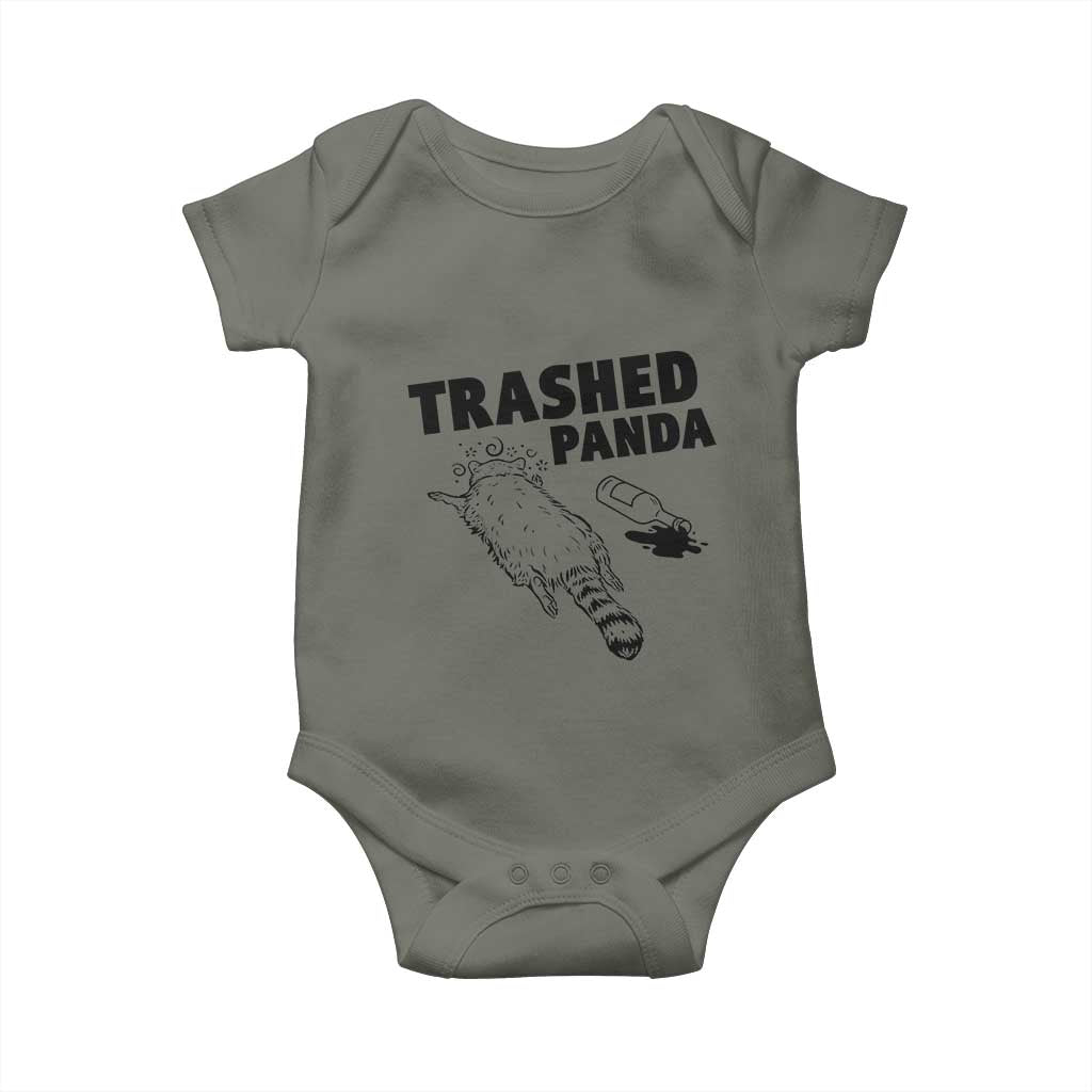 Funny Trashed Panda Baby Onesie Drunk Raccoon Meme Hot Mess TS02 Military Green Print Your Wear