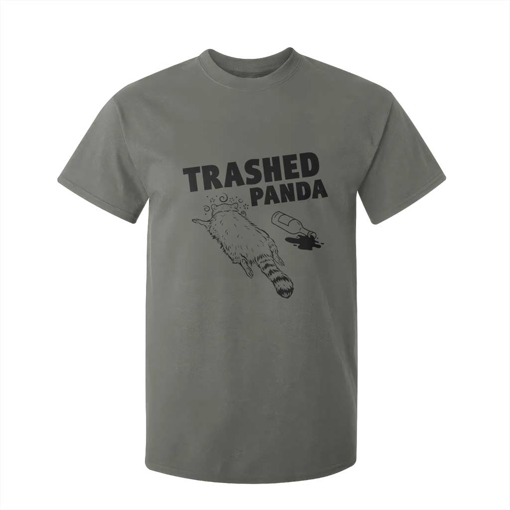 Funny Trashed Panda T Shirt For Kid Drunk Raccoon Meme Hot Mess TS02 Military Green Print Your Wear